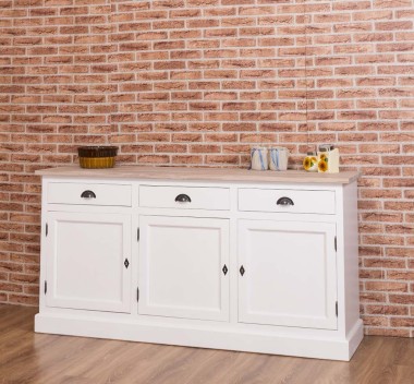 Bufet 3 usi, 3 sertare, blat stejar, BAS de la Rustic Butique PS403BAS - Culoare Top_P035 - Culoare Corp_P004 - DUBLU COLOR