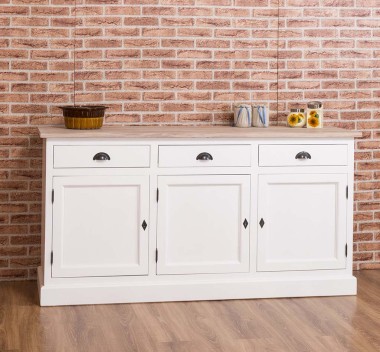 Bufet 3 usi, 3 sertare, blat stejar, BAS de la Rustic Butique PS403BAS - Culoare Top_P035 - Culoare Corp_P004 - DUBLU COLOR