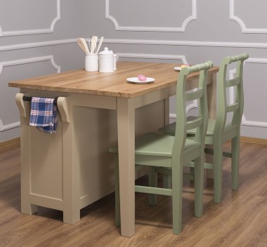 Insula bucatarie cu 2 usi, blat stejar de la Rustic Butique PS442 - Culoare Top_P061 - Culoare Corp_P032 - DUBLU COLOR