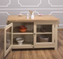Insula bucatarie cu 2 usi, blat stejar de la Rustic Butique PS442 - Culoare Top_P061 - Culoare Corp_P032 - DUBLU COLOR
