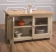 Insula bucatarie cu 2 usi, blat stejar de la Rustic Butique PS442 - Culoare Top_P061 - Culoare Corp_P032 - DUBLU COLOR