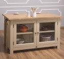 Insula bucatarie cu 2 usi, blat stejar de la Rustic Butique PS442 - Culoare Top_P061 - Culoare Corp_P032 - DUBLU COLOR