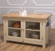 Insula bucatarie cu 2 usi, blat stejar de la Rustic Butique PS442 - Culoare Top_P061 - Culoare Corp_P032 - DUBLU COLOR