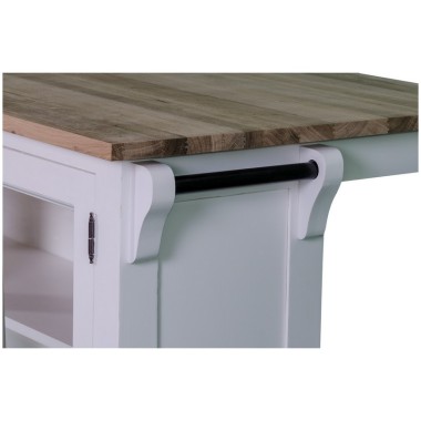 Insula bucatarie cu 2 usi, blat stejar de la Rustic Butique PS442 - Culoare Top_P035 - Culoare Corp_P004 - DUBLU COLOR