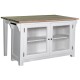 Insula bucatarie cu 2 usi, blat stejar de la Rustic Butique PS442 - Culoare Top_P035 - Culoare Corp_P004 - DUBLU COLOR