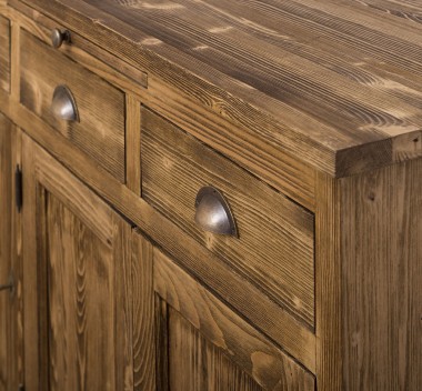 Bufet cu 3 usi si 3 sertare, BAS de la Rustic Butique PS232BAS - Culoare Ext._P064 / Culoare Int._P032 - DUBLU COLOR