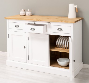 Bufet cu 3 usi si 3 sertare, BAS de la Rustic Butique PS232BAS+SUP - Culoare Top_P093 - Culoare Ext._P004 / Culoare Int._P093 - DUBLU COLOR