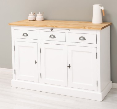 Bufet cu 3 usi si 3 sertare, BAS de la Rustic Butique PS232BAS+SUP - Culoare Top_P093 - Culoare Ext._P004 / Culoare Int._P093 - DUBLU COLOR