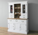 Bufet cu 3 usi, 3 sertare BAS + 2 usi sticla, 4 sertare, spatiu deschis SUP de la Rustic Butique PS232BAS + PS232SUP - Culoare Top_P001 - Culoare Ext._P004 / Culoare Int._P001 - DUBLU COLOR