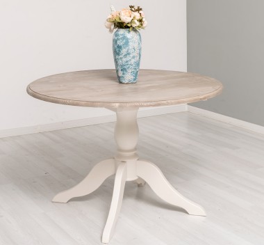 Masa cu picior central 120x120cm + 1 extensie de la Rustic Butique PS228 - Culoare Top_P037 - Culoare Corp_P015 - DUBLU COLOR