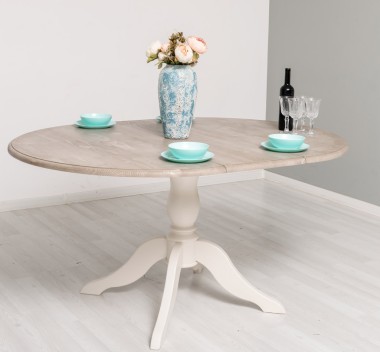 Masa cu picior central 120x120cm + 1 extensie de la Rustic Butique PS228 - Culoare Top_P037 - Culoare Corp_P015 - DUBLU COLOR