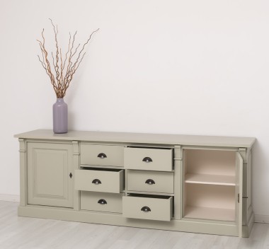 Bufet cu 2 usi, 6 sertare, BAS, Colectia Directoire de la Rustic Butique PS295BAS - Culoare Ext._P076 / Culoare Int._P015 - DUBLU COLOR