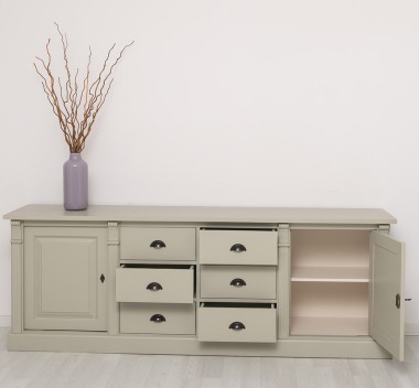 Bufet cu 2 usi, 6 sertare, BAS, Colectia Directoire de la Rustic Butique PS295BAS - Culoare Ext._P076 / Culoare Int._P015 - DUBLU COLOR