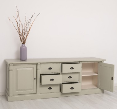 Bufet cu 2 usi, 6 sertare, BAS, Colectia Directoire de la Rustic Butique PS295BAS - Culoare Ext._P076 / Culoare Int._P015 - DUBLU COLOR