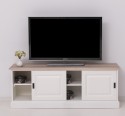 Comoda TV cu 2 usi glisante, blat stejar de la Rustic Butique PS222 - Culoare Top_P035 - Culoare Corp_P039 - DUBLU COLOR
