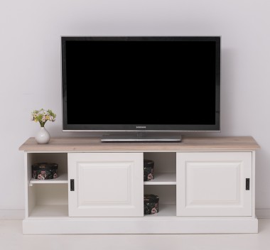 Comoda TV cu 2 usi glisante, blat stejar de la Rustic Butique PS222 - Culoare Top_P035 - Culoare Corp_P039 - DUBLU COLOR