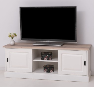 Comoda TV cu 2 usi glisante, blat stejar de la Rustic Butique PS222 - Culoare Top_P035 - Culoare Corp_P039 - DUBLU COLOR