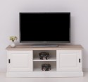 Comoda TV cu 2 usi glisante, blat stejar de la Rustic Butique PS222 - Culoare Top_P035 - Culoare Corp_P039 - DUBLU COLOR
