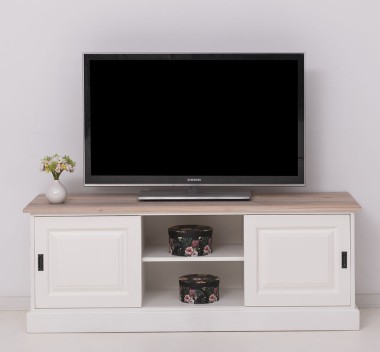 Comoda TV cu 2 usi glisante, blat stejar de la Rustic Butique PS222 - Culoare Top_P035 - Culoare Corp_P039 - DUBLU COLOR