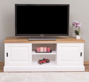 Comoda TV cu 2 usi glisante, blat stejar de la Rustic Butique PS222 - Culoare Top_P089 - Culoare Corp_P004 - DUBLU COLOR