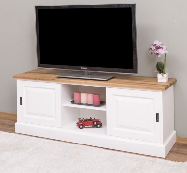 Comoda TV cu 2 usi glisante, blat stejar de la Rustic Butique PS222 - Culoare Top_P089 - Culoare Corp_P004 - DUBLU COLOR