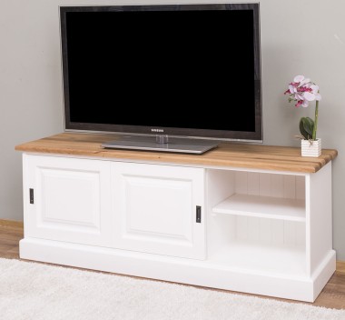 Comoda TV cu 2 usi glisante, blat stejar de la Rustic Butique PS222 - Culoare Top_P089 - Culoare Corp_P004 - DUBLU COLOR
