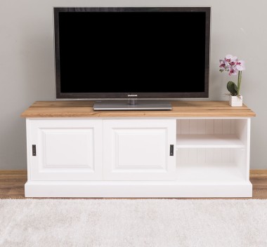 Comoda TV cu 2 usi glisante, blat stejar de la Rustic Butique PS222 - Culoare Top_P089 - Culoare Corp_P004 - DUBLU COLOR