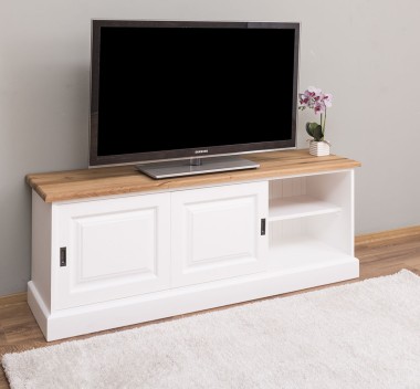Comoda TV cu 2 usi glisante, blat stejar de la Rustic Butique PS222 - Culoare Top_P089 - Culoare Corp_P004 - DUBLU COLOR