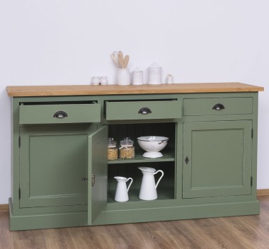 Bufet 3 usi, 3 sertare, BAS de la Rustic Butique PS403BAS - Culoare Top_P002 - Culoare Corp_P038A - DUBLU COLOR