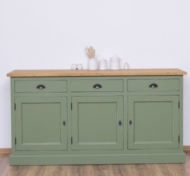 Bufet 3 usi, 3 sertare, BAS de la Rustic Butique PS403BAS - Culoare Top_P002 - Culoare Corp_P038A - DUBLU COLOR