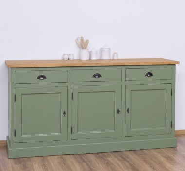 Bufet 3 usi, 3 sertare, BAS de la Rustic Butique PS403BAS - Culoare Top_P002 - Culoare Corp_P038A - DUBLU COLOR