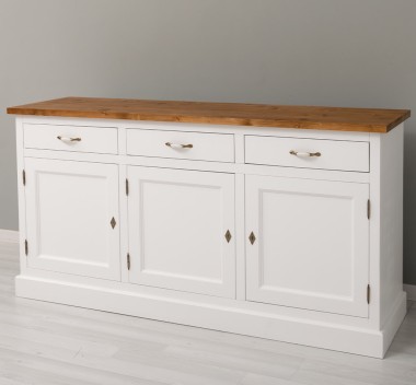 Bufet 3 usi, 3 sertare, BAS de la Rustic Butique PS403BAS - Culoare Top_P001 - Culoare Corp_P004 - DUBLU COLOR