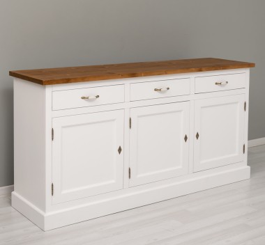 Bufet 3 usi, 3 sertare, BAS de la Rustic Butique PS403BAS - Culoare Top_P001 - Culoare Corp_P004 - DUBLU COLOR