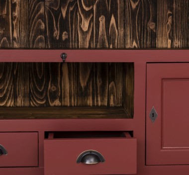 Bufet 3 usi, 3 sertare BAS + 3 rafturi, 2 usi mici, 3 sertare SUP de la Rustic Butique PS403BAS+SUP - Culoare Ext._P029 / Culoare Int._P064 - DUBLU COLOR