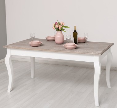 Masa dining cu picioare curbate 210x90x78cm, blat stejar de la Rustic Butique PS383 - Culoare Top_P067 - Culoare Corp_P004 - DUBLU COLOR