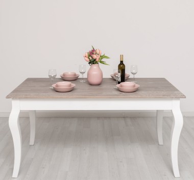 Masa dining cu picioare curbate 210x90x78cm, blat stejar de la Rustic Butique PS383 - Culoare Top_P067 - Culoare Corp_P004 - DUBLU COLOR