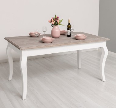 Masa dining cu picioare curbate 210x90x78cm, blat stejar de la Rustic Butique PS383 - Culoare Top_P067 - Culoare Corp_P004 - DUBLU COLOR