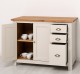 Dulap bucatarie cu 2 usi, 3 sertare, blat stejar de la Rustic Butique PS240 - Culoare Top_P089 - Culoare Ext._P024 / Culoare Int._P002 - TRIPLU COLOR