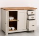 Dulap bucatarie cu 2 usi, 3 sertare, blat stejar de la Rustic Butique PS240 - Culoare Top_P089 - Culoare Ext._P024 / Culoare Int._P002 - TRIPLU COLOR
