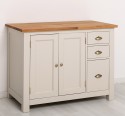 Dulap bucatarie cu 2 usi, 3 sertare, blat stejar de la Rustic Butique PS240 - Culoare Top_P089 - Culoare Ext._P024 / Culoare Int._P002 - TRIPLU COLOR