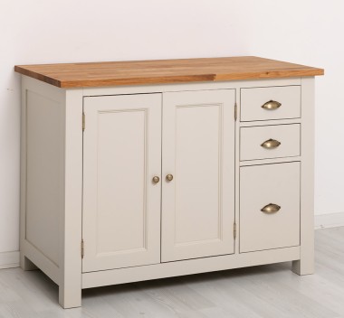 Dulap bucatarie cu 2 usi, 3 sertare, blat stejar de la Rustic Butique PS240 - Culoare Top_P089 - Culoare Ext._P024 / Culoare Int._P002 - TRIPLU COLOR