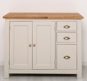 Dulap bucatarie cu 2 usi, 3 sertare, blat stejar de la Rustic Butique PS240 - Culoare Top_P089 - Culoare Ext._P024 / Culoare Int._P002 - TRIPLU COLOR