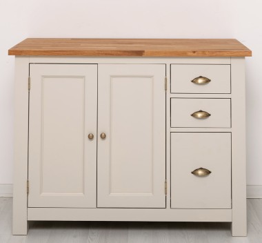 Dulap bucatarie cu 2 usi, 3 sertare, blat stejar de la Rustic Butique PS240 - Culoare Top_P089 - Culoare Ext._P024 / Culoare Int._P002 - TRIPLU COLOR