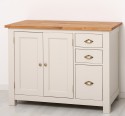 Dulap bucatarie cu 2 usi, 3 sertare, blat stejar de la Rustic Butique PS240 - Culoare Top_P089 - Culoare Ext._P024 / Culoare Int._P002 - TRIPLU COLOR