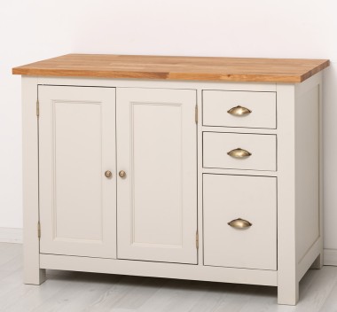 Dulap bucatarie cu 2 usi, 3 sertare, blat stejar de la Rustic Butique PS240 - Culoare Top_P089 - Culoare Ext._P024 / Culoare Int._P002 - TRIPLU COLOR