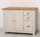 Dulap bucatarie cu 2 usi, 3 sertare, blat stejar de la Rustic Butique PS240 - Culoare Top_P089 - Culoare Ext._P024 / Culoare Int._P002 - TRIPLU COLOR