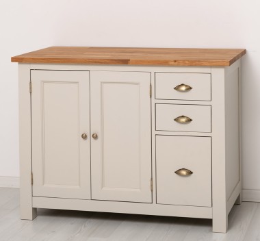 Dulap bucatarie cu 2 usi, 3 sertare, blat stejar de la Rustic Butique PS240 - Culoare Top_P089 - Culoare Ext._P024 / Culoare Int._P002 - TRIPLU COLOR
