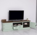 Comoda TV 2 sertare cu sine 2 usi BAS, blat stejar - Culoare Top_P064 - Culoare Ext._P092 / Culoare Int._P086 - TRIPLU COLOR de la Rustic Butique OUTPS107BAS - Culoare Top_P064 - Culoare Ext._P092 / Culoare Int._P086 - TRIPLU COLOR
