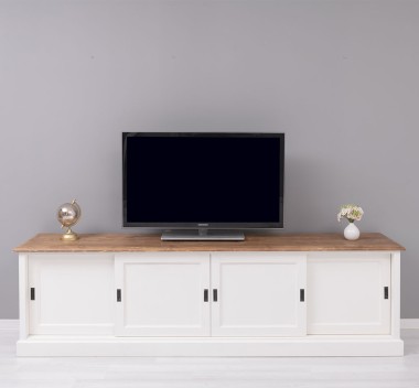Comoda TV mare cu usi glisante, BAS - Culoare Top_P001 - Culoare Corp_P039A - DUBLU COLOR de la Rustic Butique OUTPS609BAS - Culoare Top_P001 - Culoare Corp_P039A - DUBLU COLOR