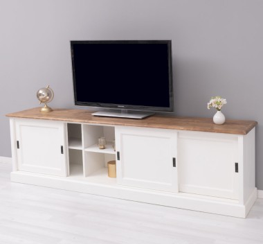 Comoda TV mare cu usi glisante, BAS - Culoare Top_P001 - Culoare Corp_P039A - DUBLU COLOR de la Rustic Butique OUTPS609BAS - Culoare Top_P001 - Culoare Corp_P039A - DUBLU COLOR